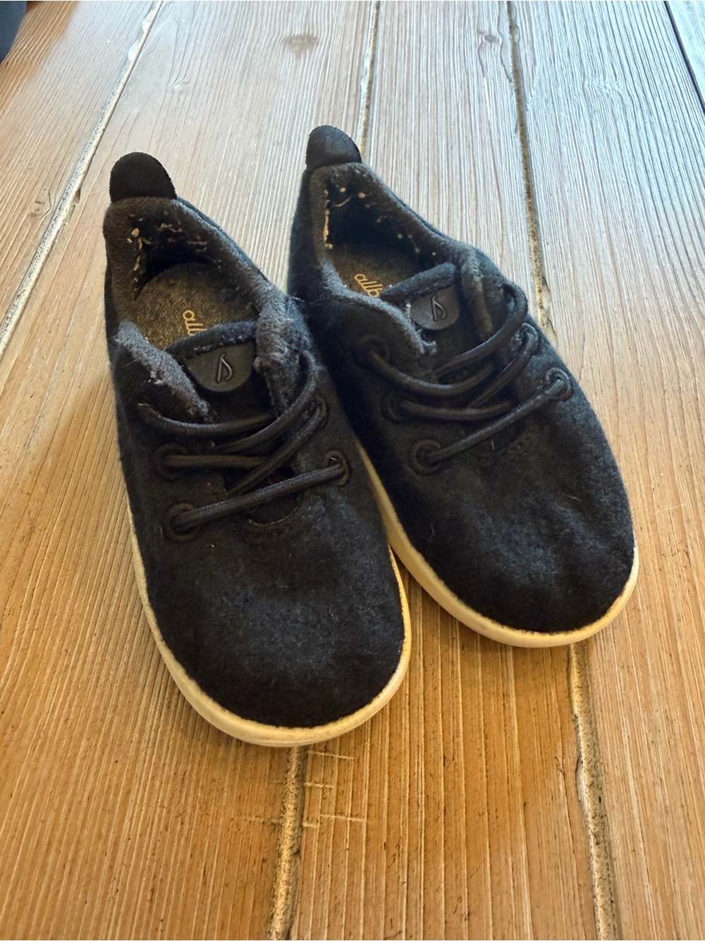 allbirds Kids Black Wool Slip-On Sneakers with White Soles